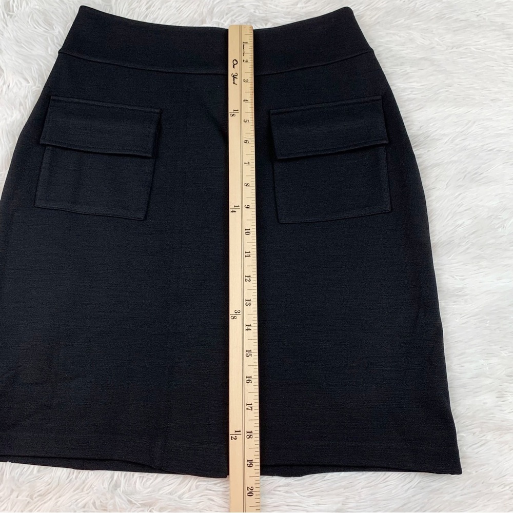 Diane Von Furstenberg black high rise‎ a-line wool skirt with square pockets - Picture 3 of 11